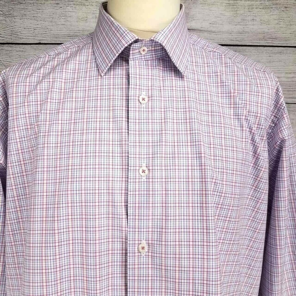 David Donahue Button Up Dress Shirt Mens 17 34-35 Long Sleeves Preppy Business